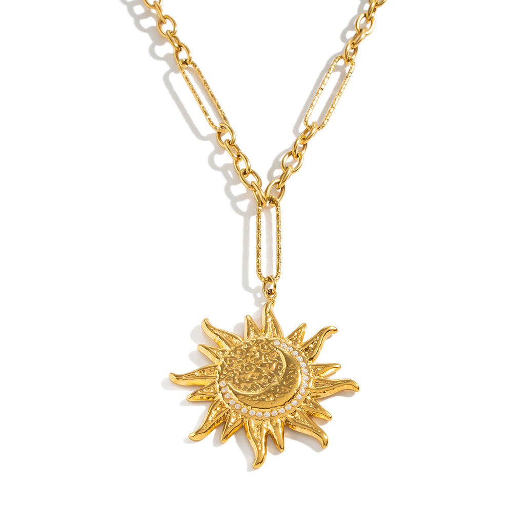Diamond-studded Stud Earring And Necklace Set For Women