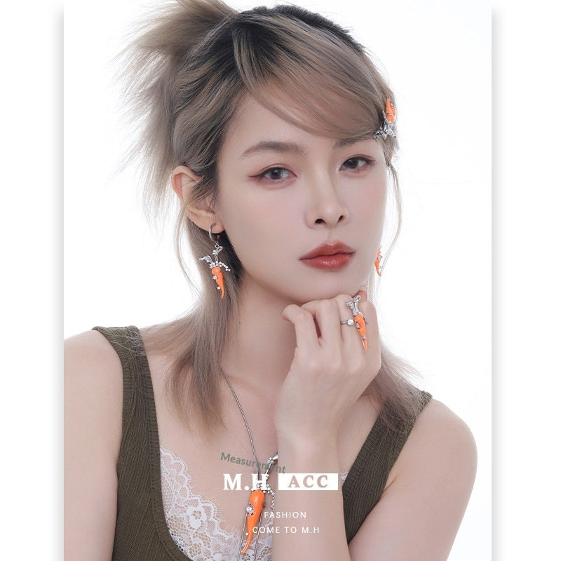 Rabbit-Ear Carrot Series Earrings Womens Ear Jewelry
