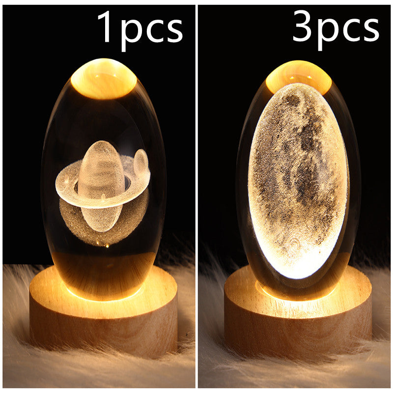 3D Galaxy Crystal Ball LED Night Light Planet Lamp Home Decor