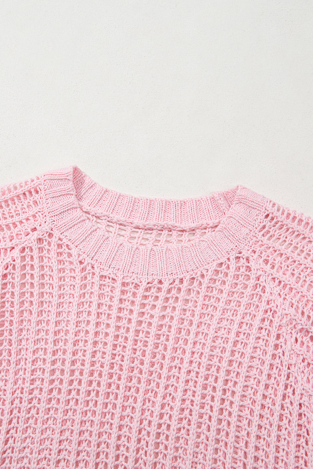 Yellow Hollow-out Crochet Short Sleeve Sweater with Side Ties