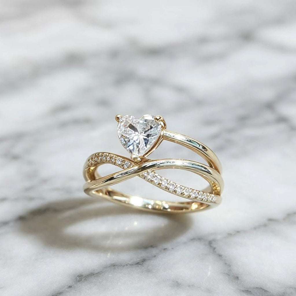 Minimalist Gold Heart Ring - European Style Adjustable Jewelry