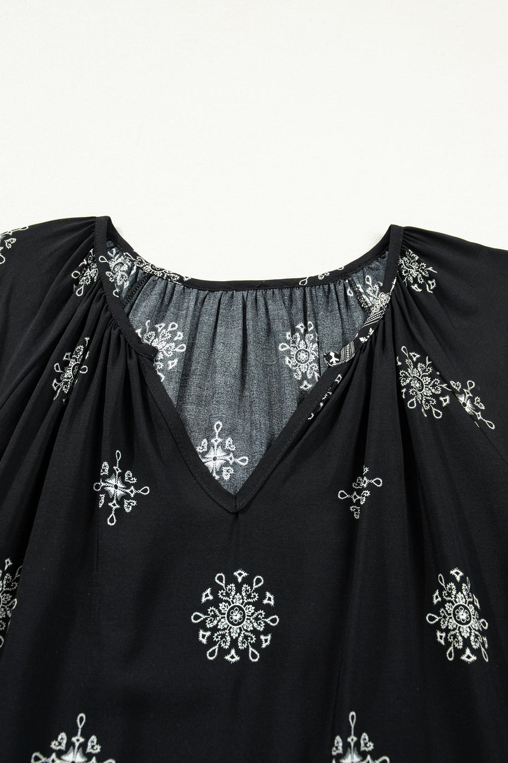 Yellow Boho Floral V-Neck Short Sleeve Top | Viscose