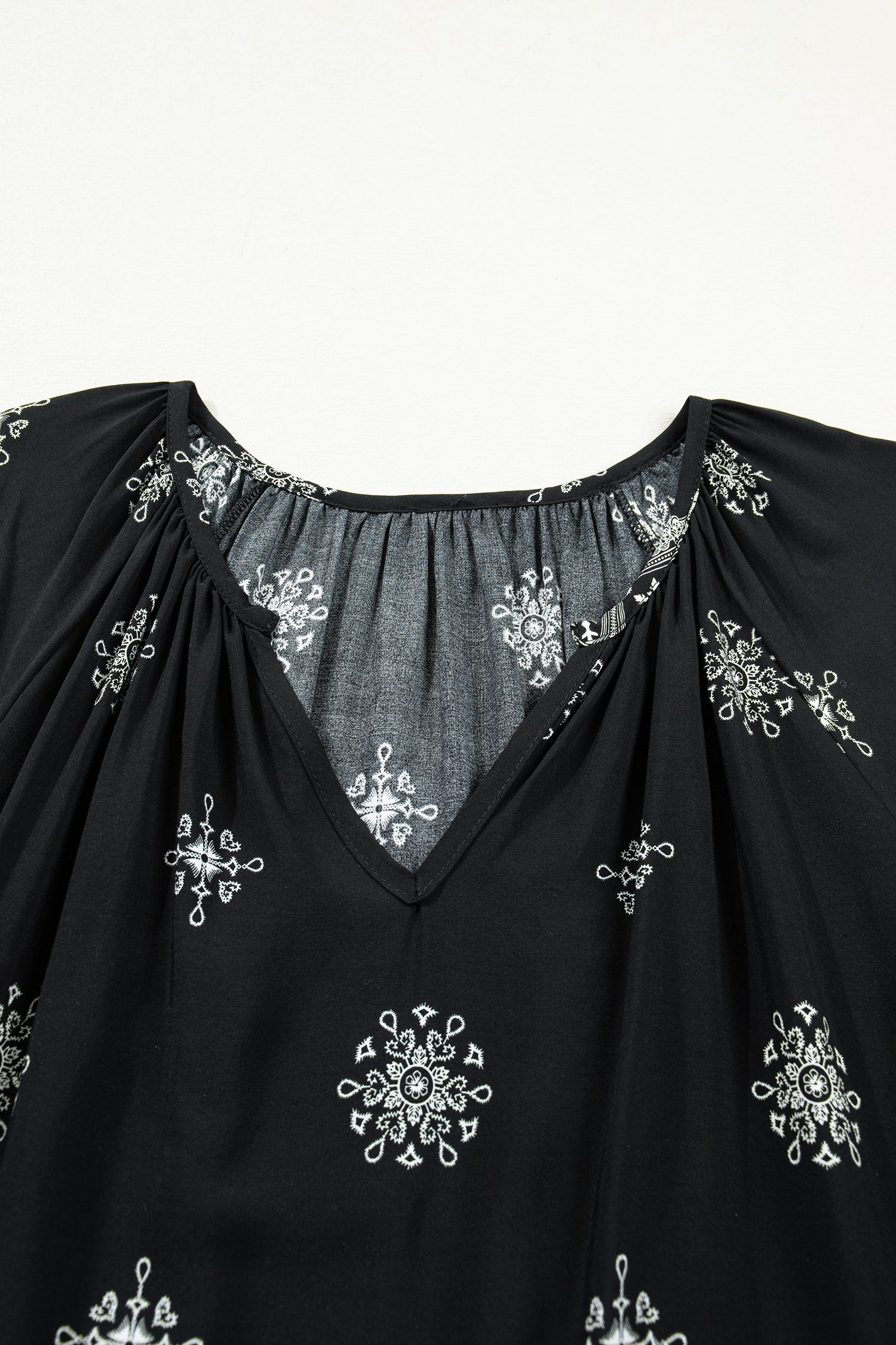Yellow Boho Floral V-Neck Short Sleeve Top | Viscose