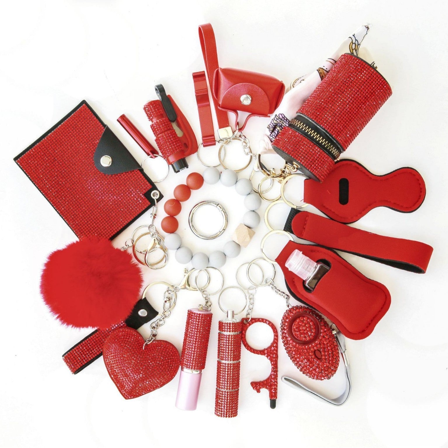 19-Piece Multifunctional Safety Defense Keychain Set for Women