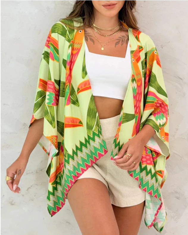 Women’s Floral Printed Cardigan Top with Drop Shoulder Sleeves - Image 6