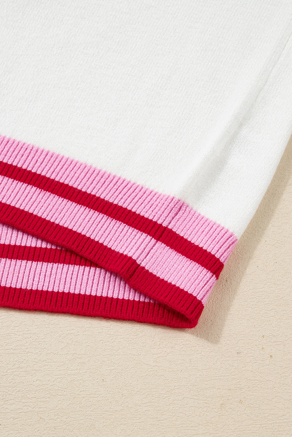 White Striped Bow Graphic Drop Shoulder Sweater