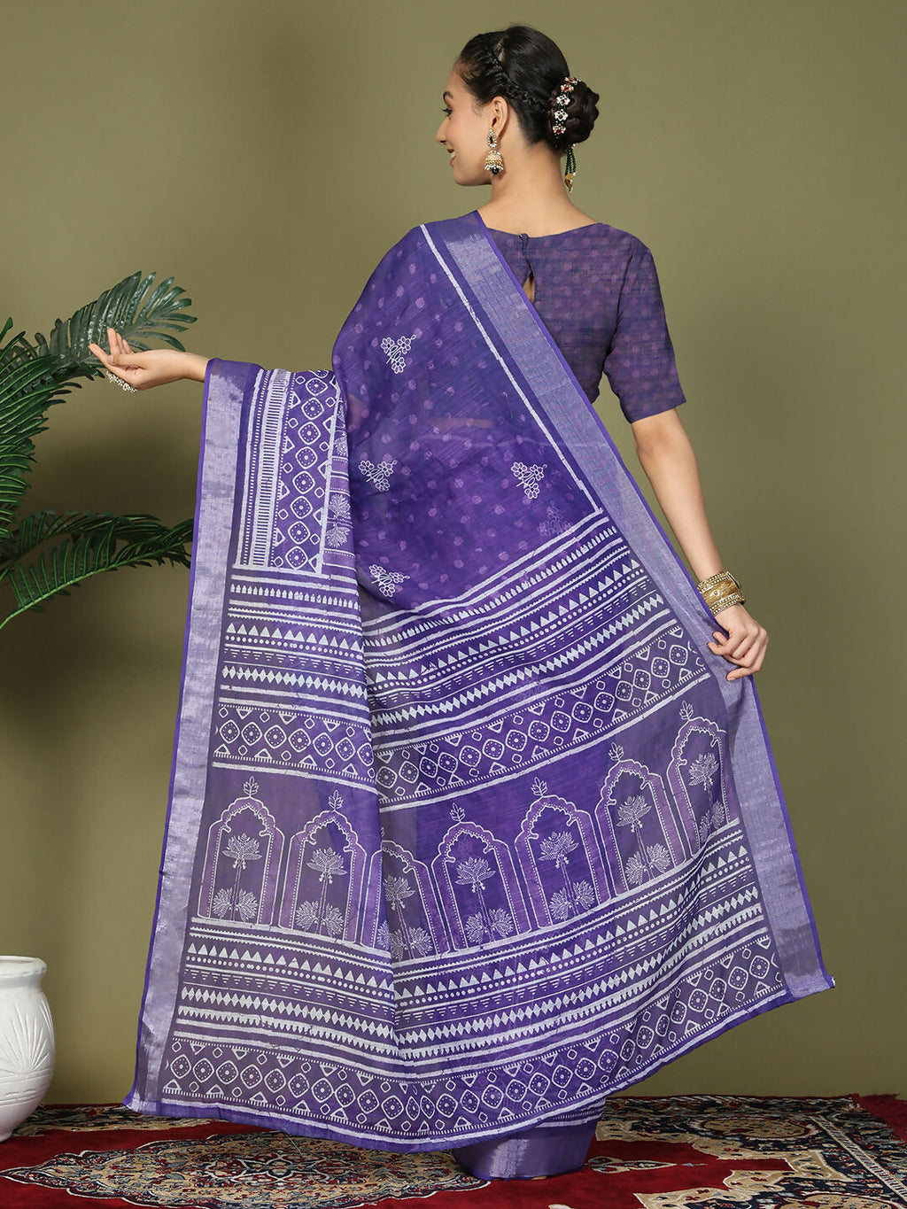 Shree Shyam Fashion Cotton Violet Saree