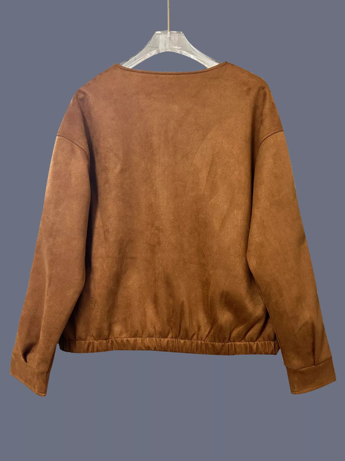 Zip Up Dropped Shoulder Jacket | Lined Polyester Blend