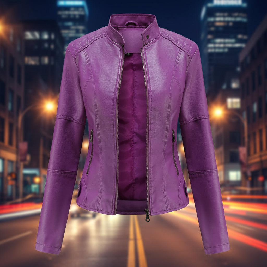 Women's Classic Faux Leather Moto Jacket Chic Streetwear Coat - Image 11