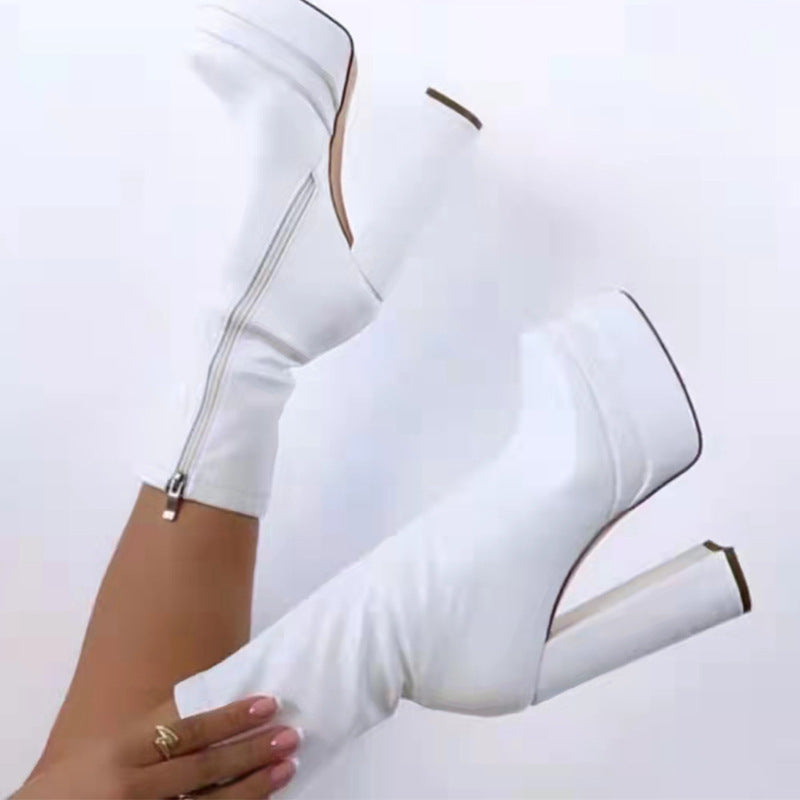 Women's Waterproof High Heeled Thick Bottom Boots