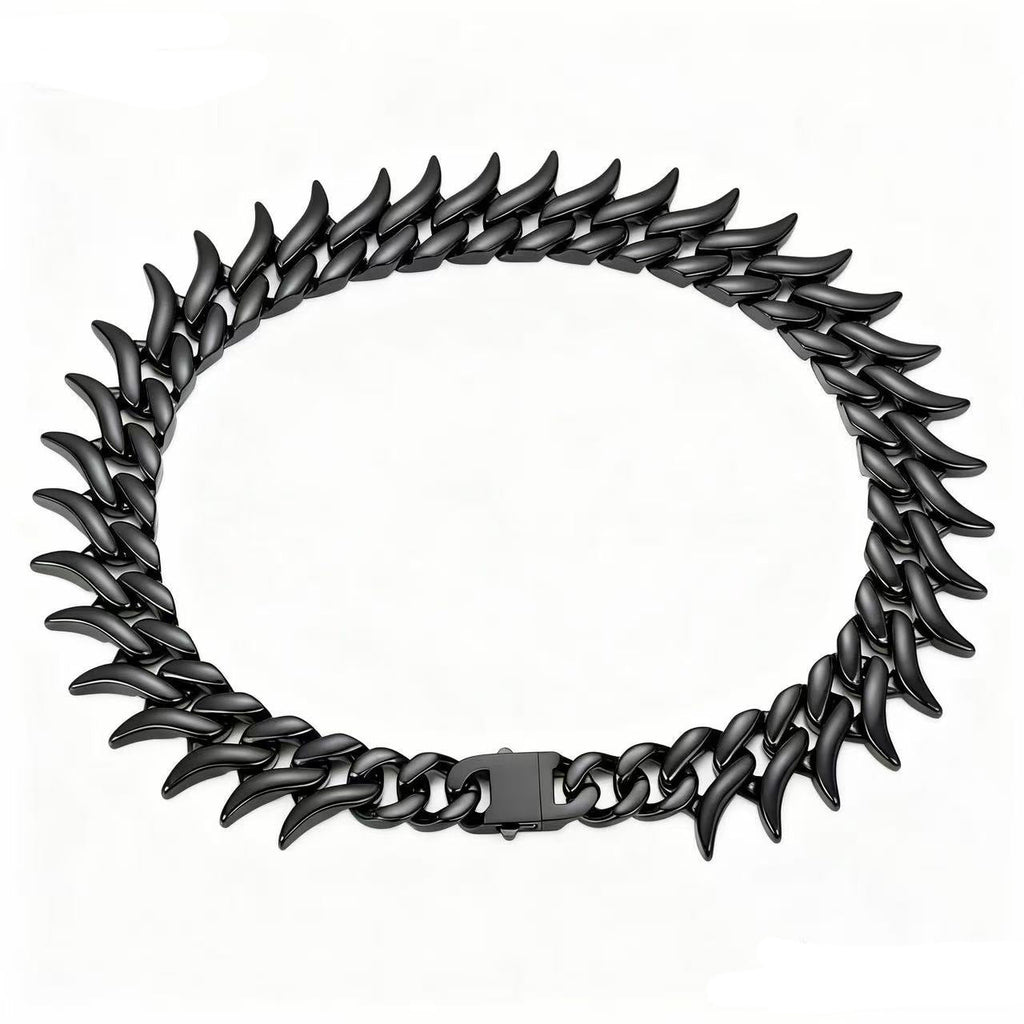 Mens Chunky Hip-Hop Necklace In Cast Stainless Steel And Titanium