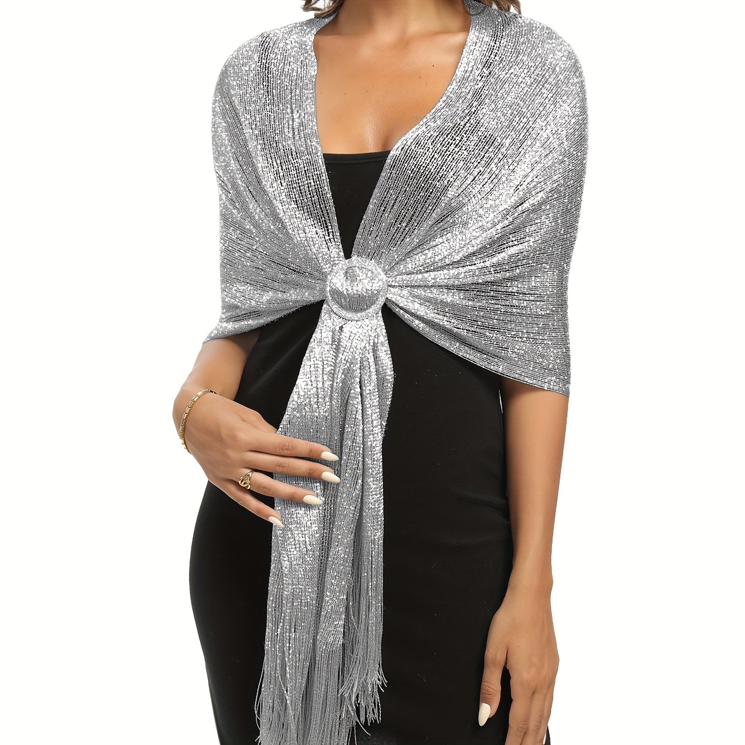 Elegant Golden and Silvery Shawl