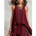 Black Asymmetrical Chiffon Maxi Dress - Flowy Sleeveless A-Line