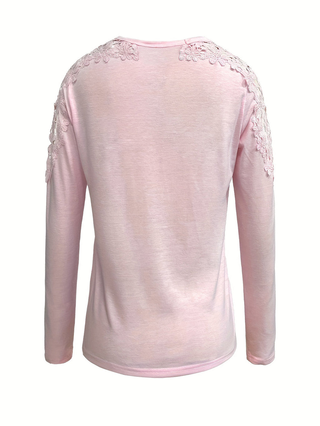 Women's Grey Long Sleeve T-Shirt with Delicate Floral Lace Detail - Image 14