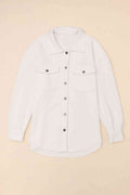 Cloudy Blue Snap-Front Collared Jacket with Pockets