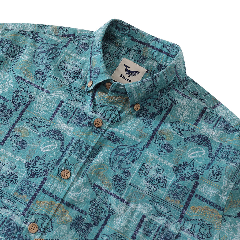 Pele and Hiiaka Mythology Print Cotton Aloha Shirt