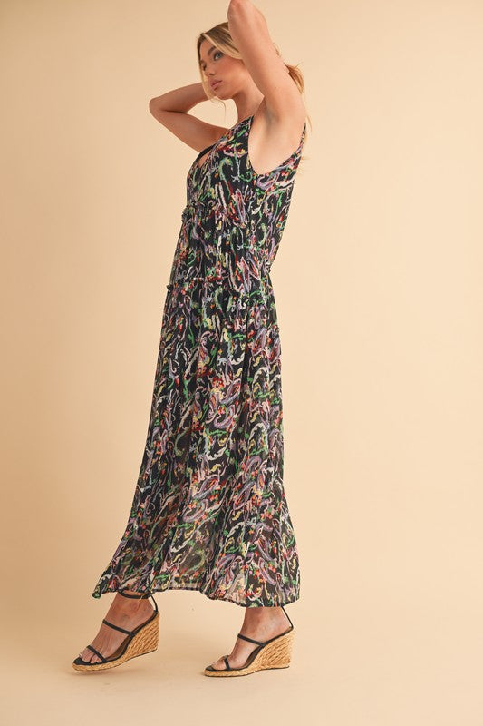Printed V-Neck Frill Tiered Cami Dress – Playful Summer Fashion