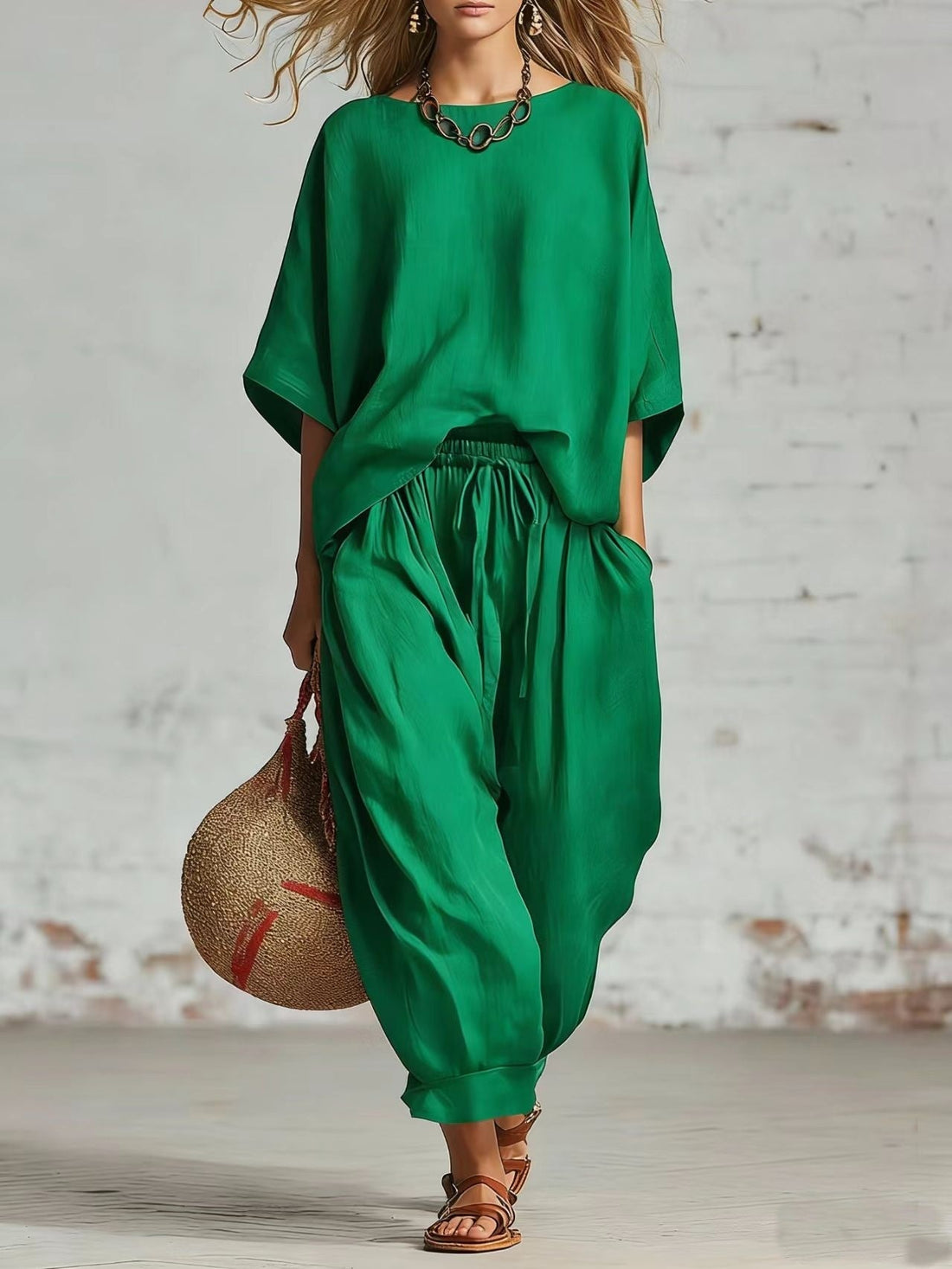 Women's Loose Casual Two-Piece Set T-Shirt and Drawstring Pants - Image 5