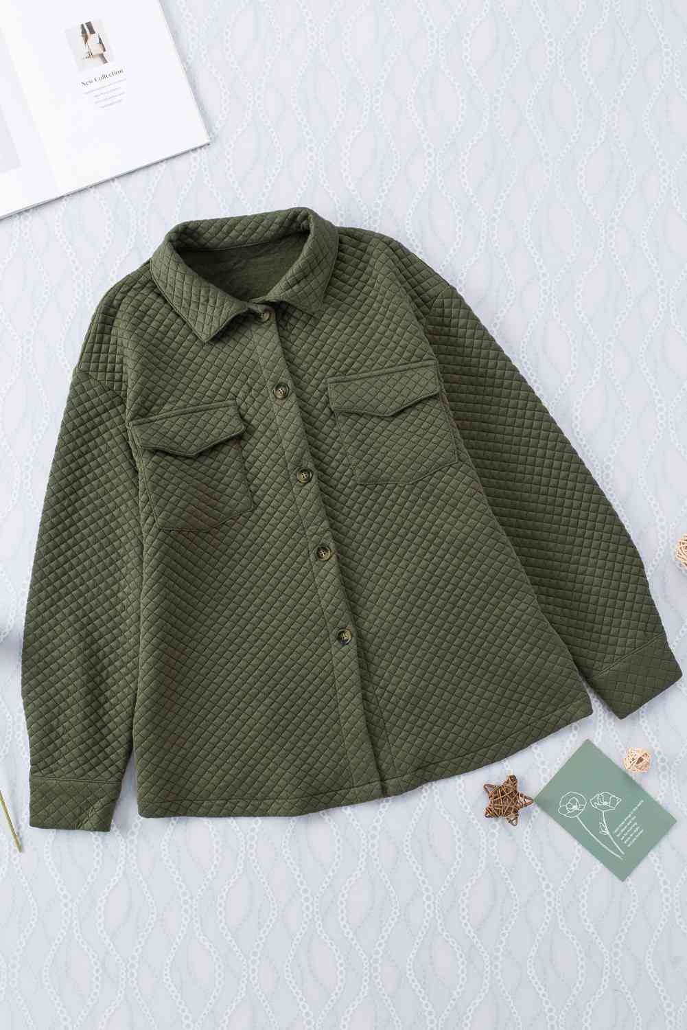 Classic Lightweight Button-Down Collared Jacket with Pockets