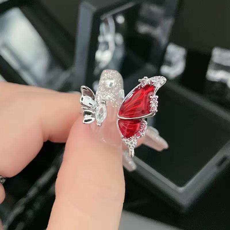 Women Butterfly Open Ring  Niche Design  High Grade Cold Wind Index Finger Jewelry