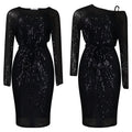 Sequined Round Neck Diagonal Collar Evening Dress Two-Piece Set
