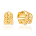 18K Gold Leaf Stud Earrings with Sparkling White Diamonds