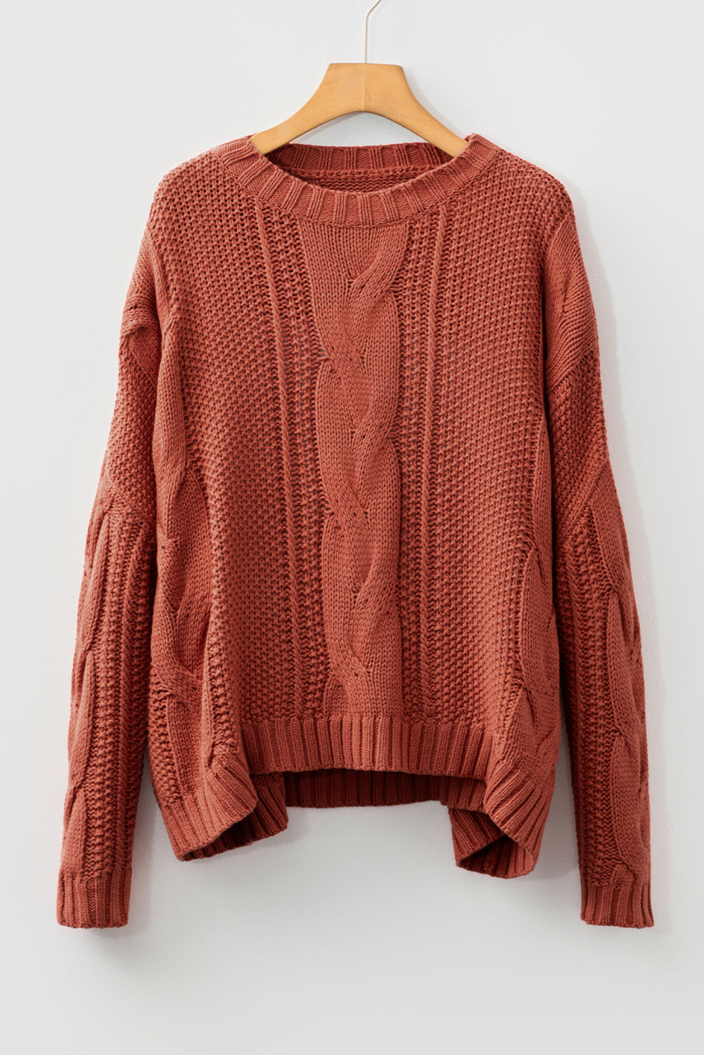 Willaira Slouchy Cable Knit Sweater in Burnt Orange - Image 6