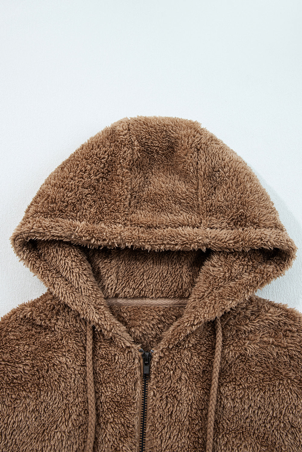 Women's Chocolate Brown Sherpa Zip-Up Hoodie and Shorts Set