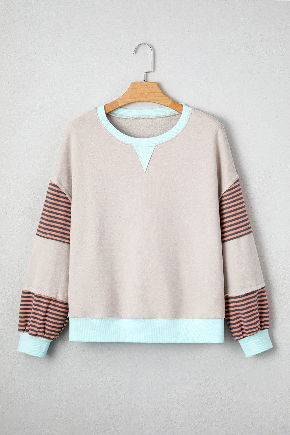 Women's Stripe Colorblock Sweatshirt - Cozy Drop Shoulder Pullover