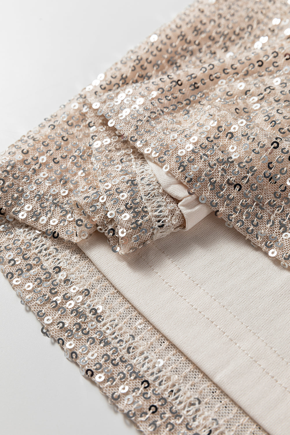 Solid Sequin Backless Bell Sleeve Top