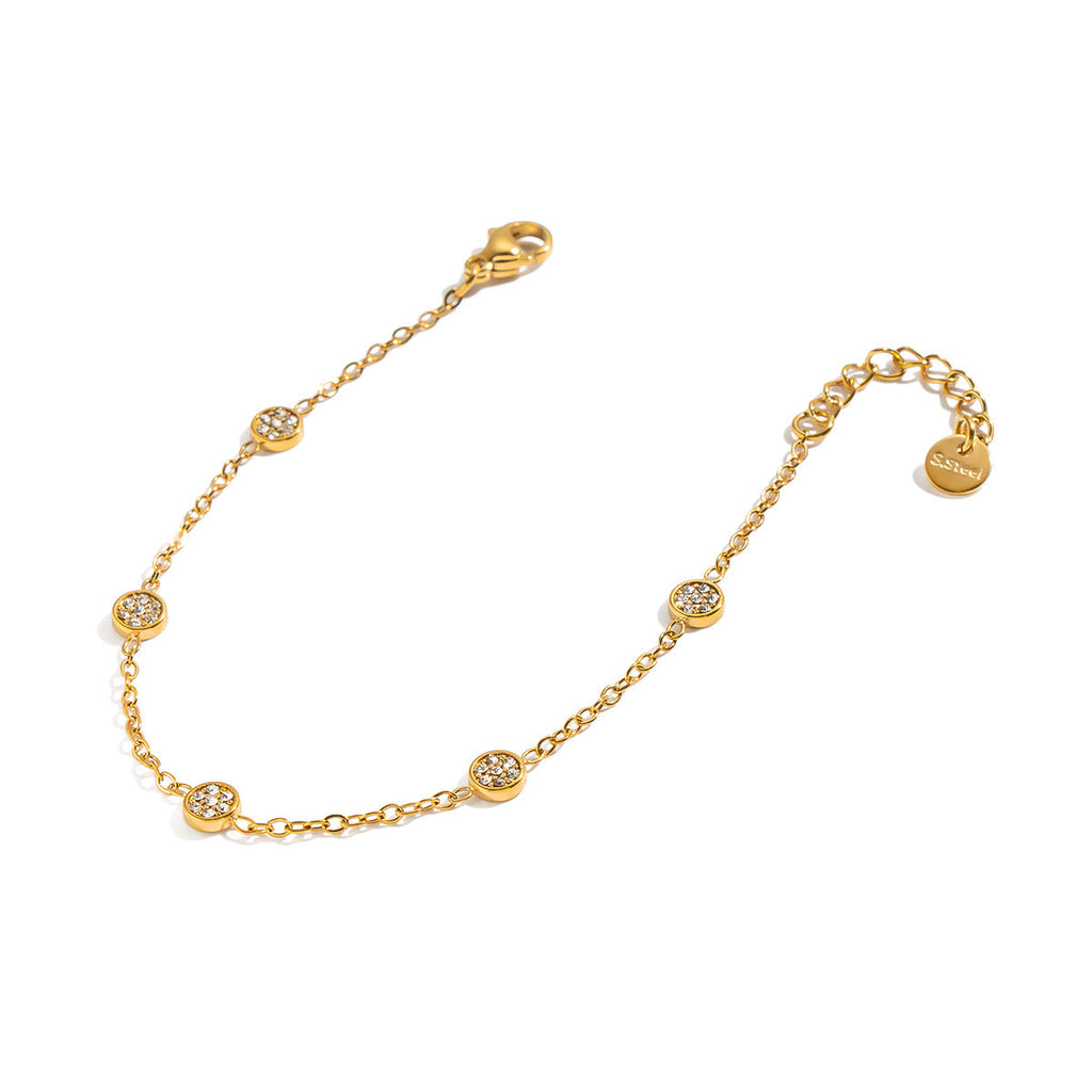 Womens Minimalist Stainless Steel Bracelet With Diamonds