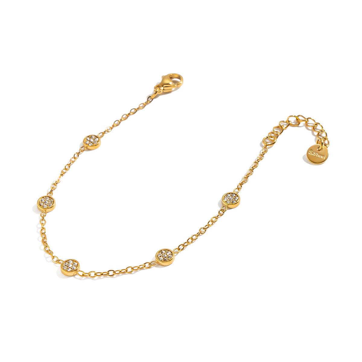 Womens Minimalist Stainless Steel Bracelet With Diamonds