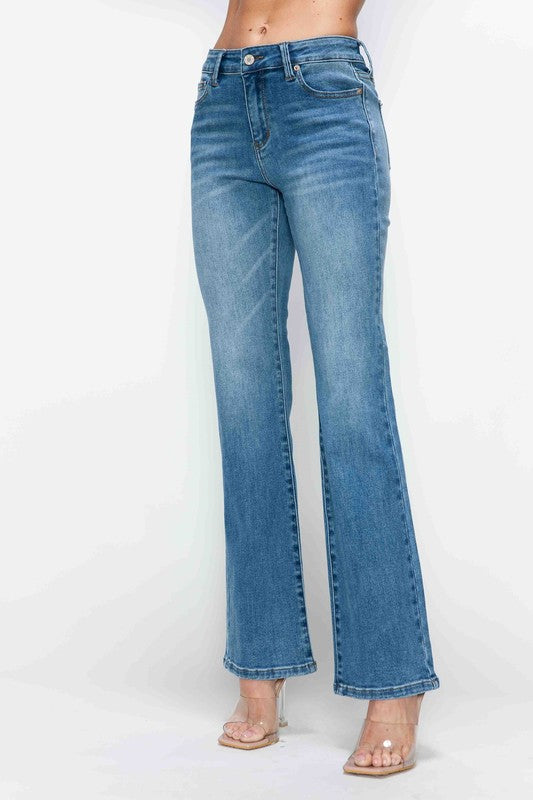 Cat's Whiskers Mid Rise Bootcut Jeans | Medium Blue Denim