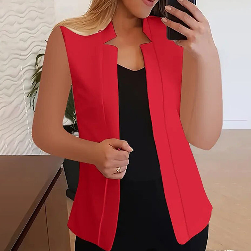 Women's Sleeveless Stand-Collar Open Front Cardigan Vest - Image 4