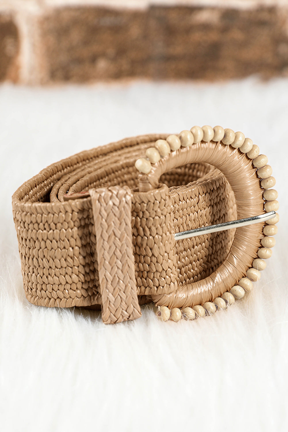 Beaded Straw Woven Belt for Women