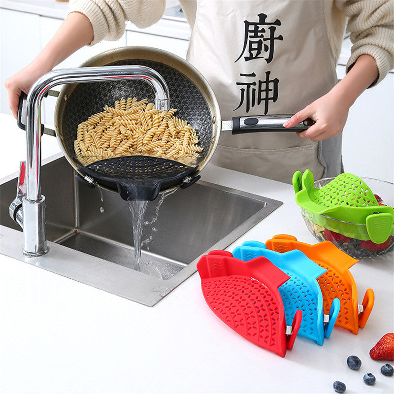 Silicone Pot Side Drain Stopper - Spill-Proof Kitchen Strainer