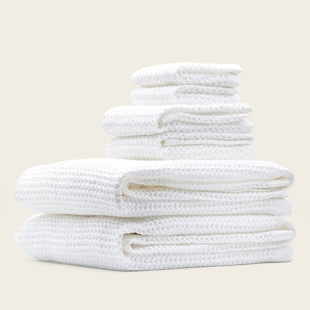 Sedona White Cotton Waffle Weave Bath Towel - Image 11