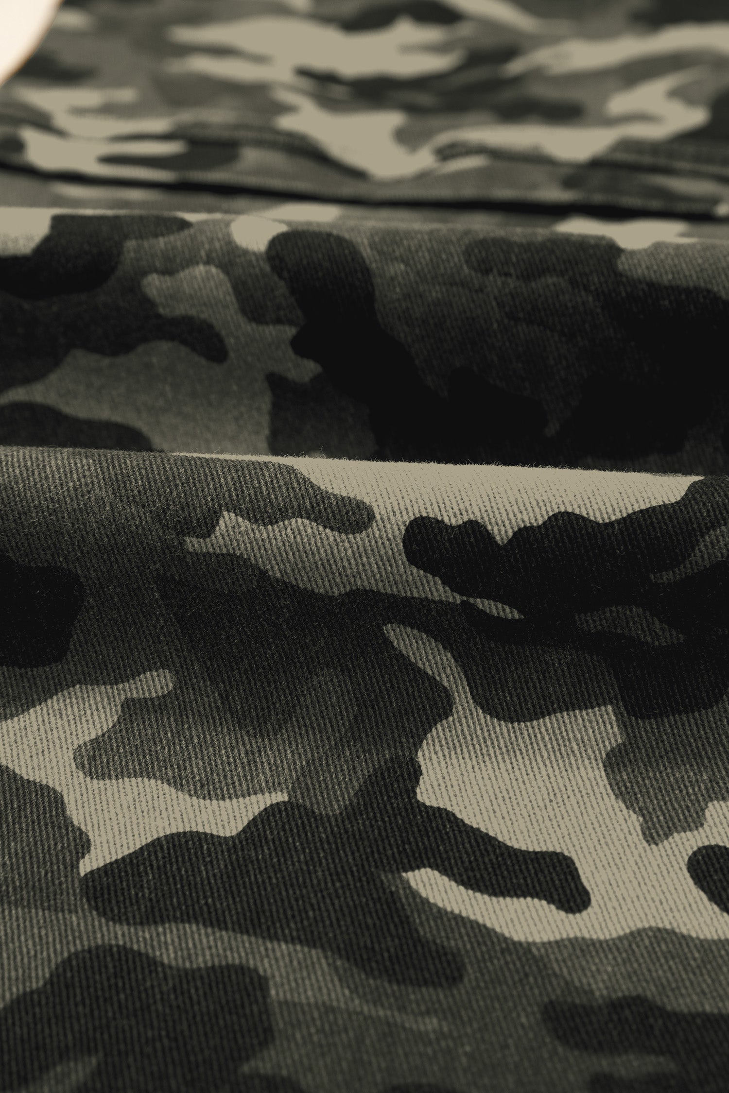 Camo Denim Cargo Wide Leg Pants High Rise Streetwear Utility Jeans