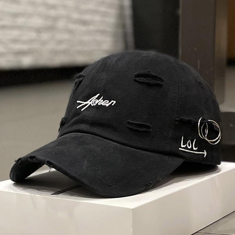Distressed Tie-Dye Letter Print Cap - Women’s Cotton Streetwear Hat