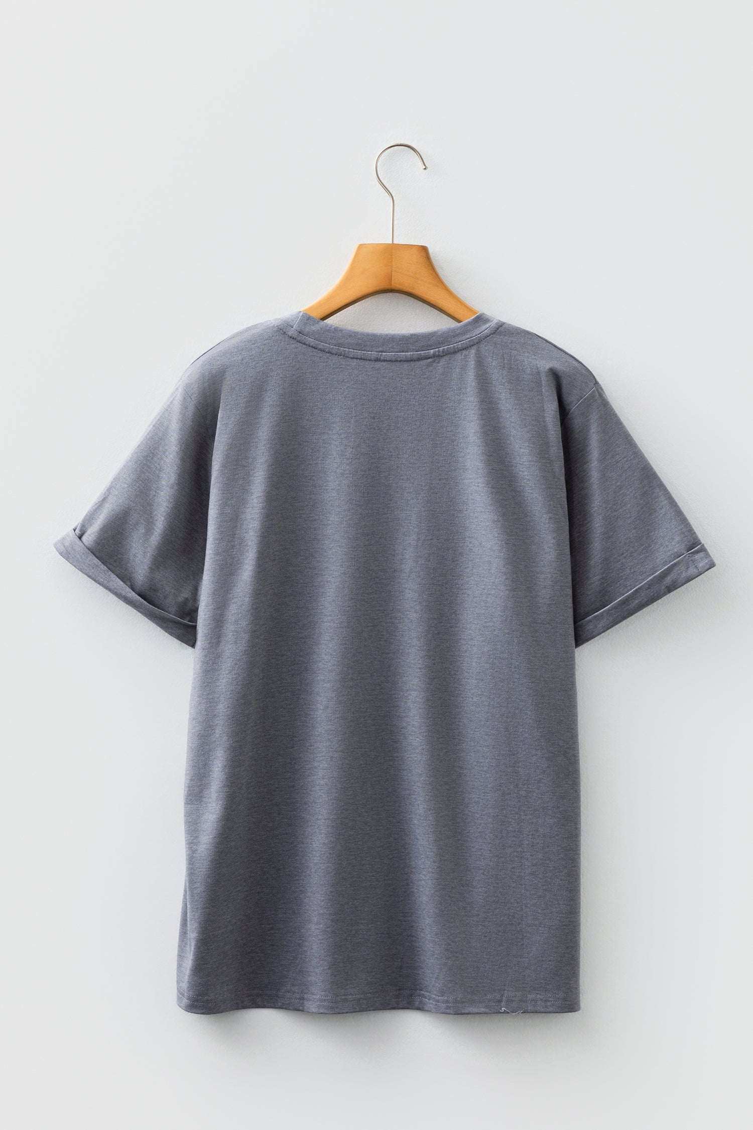 Gray Flag Pattern Sunflower Graphic Crew Neck Casual T-Shirt
