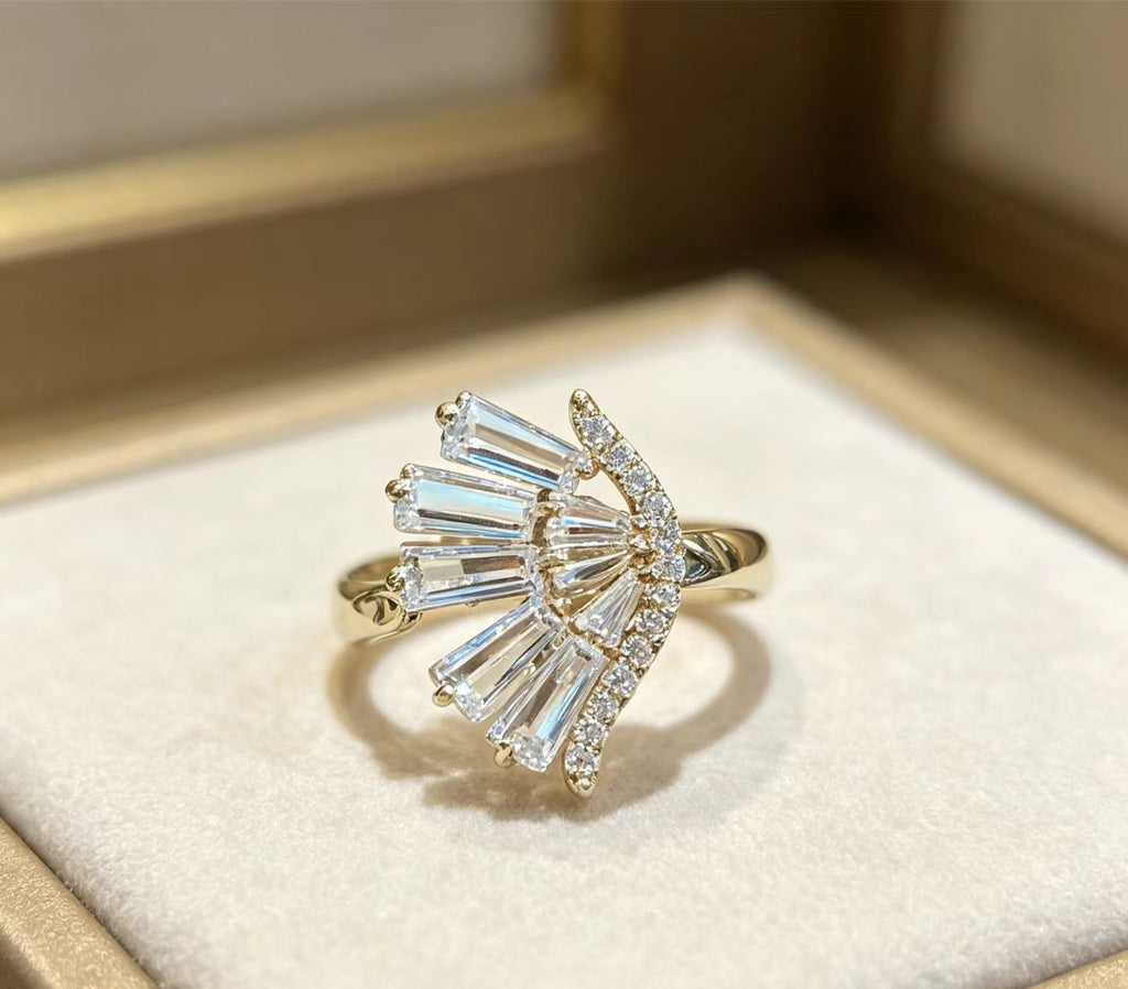 Personalized Rhombus Zircon Ring in Gold or Silver