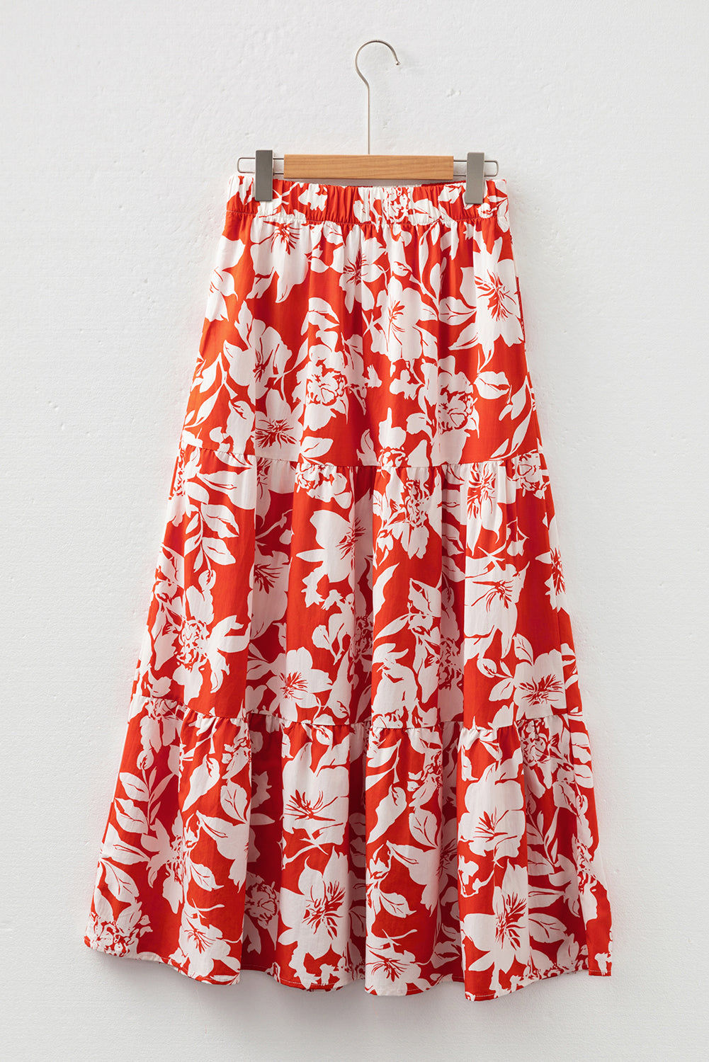 Floral Western Maxi Skirt with High Split