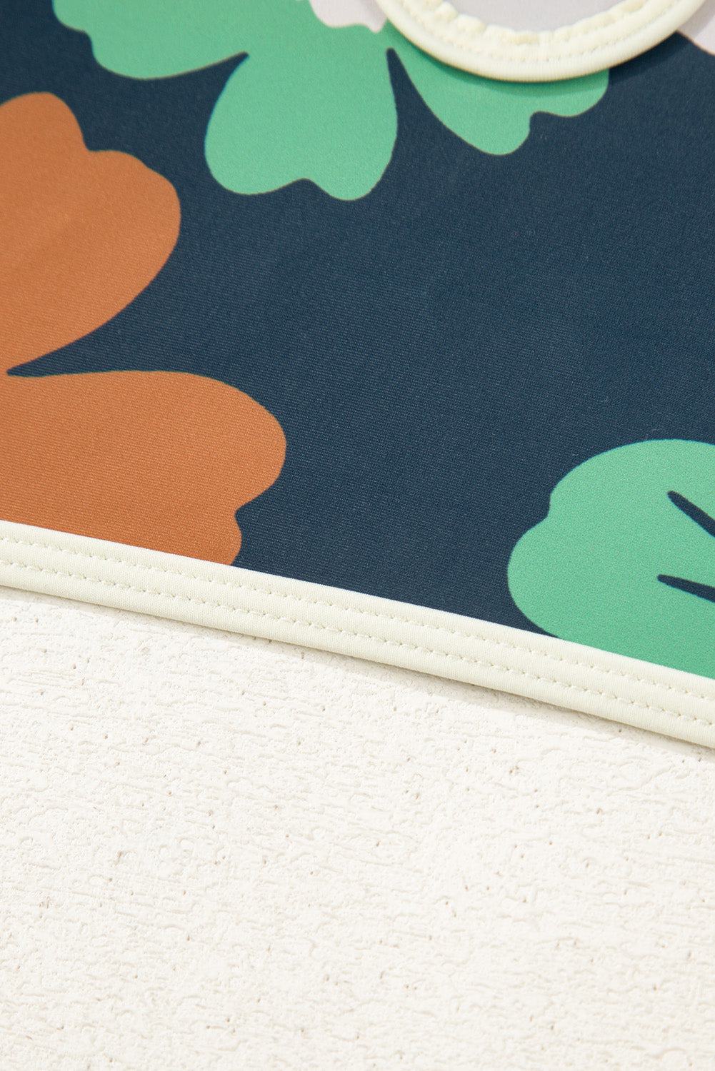 Blue Floral Zip Collar High Waist Bikini Top