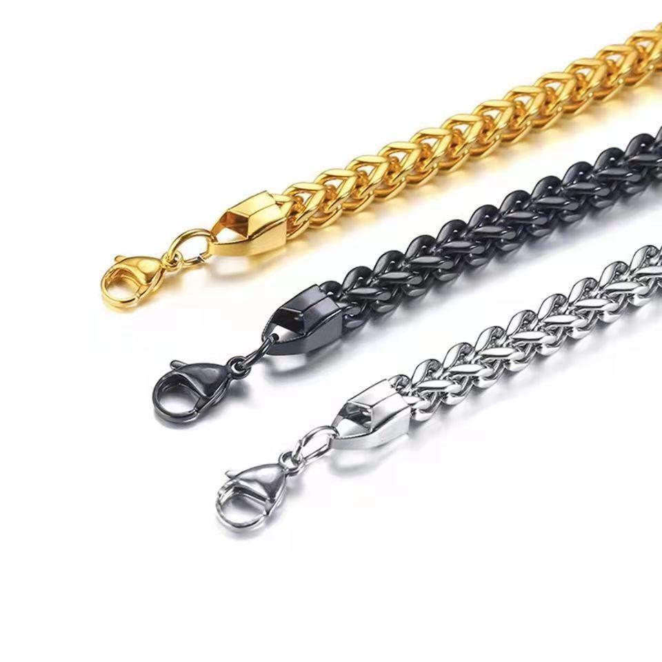 Minimalist European-American Instagram-style Mens 304 Stainless Steel Double-sided Fish-scale Bracelet