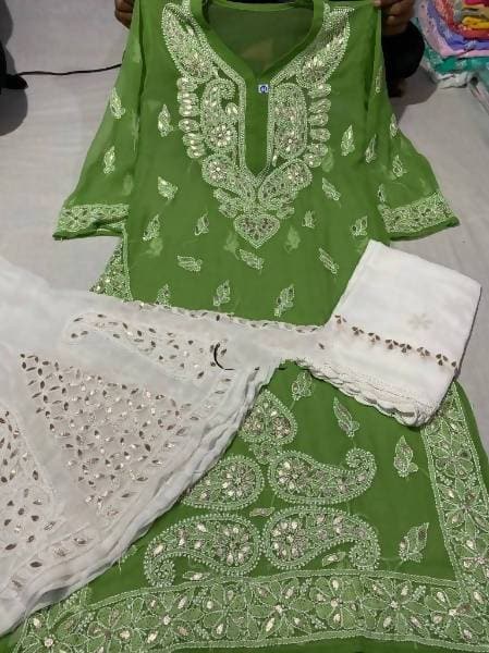 Chikankari Gota Patti Sharara Set in Chiffon for Ethnic Formal Wear
