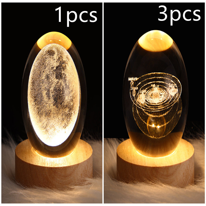 3D Galaxy Crystal Ball LED Night Light Planet Lamp Home Decor