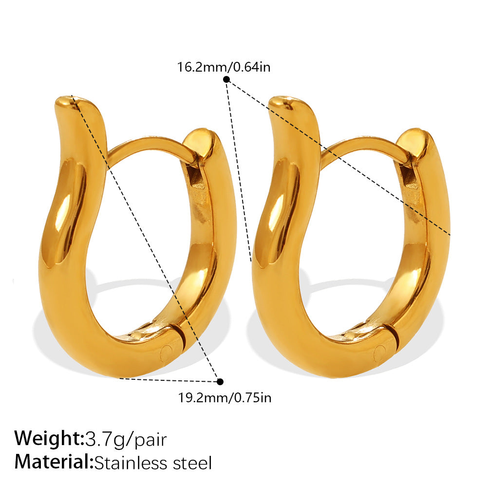 Fashion Vacation Style Geometric U-Shape & Triangle Earrings, Gold Color Fade-Resistant Sun Design, Daily Commute Earrings For Women