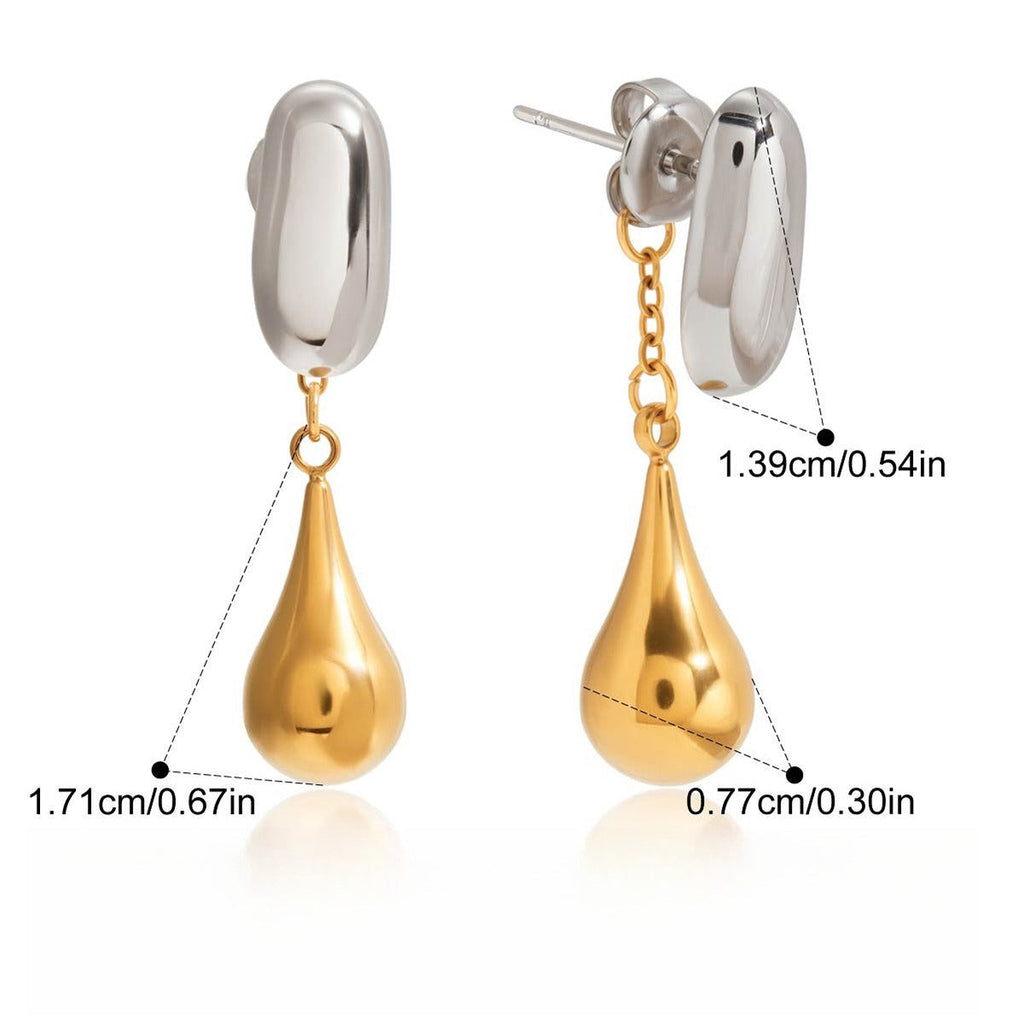18K Gold & S925 Silver Two-Tone Teardrop Stud Earrings