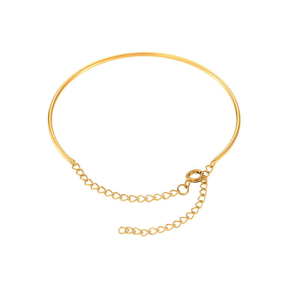 18K gold C-shaped ring with chain design classic fashion bracelet
