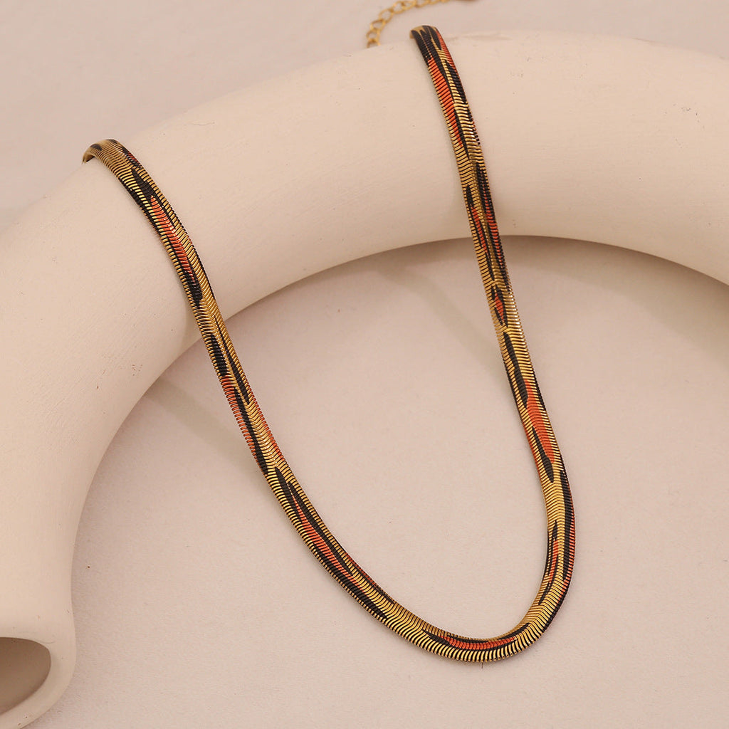 Stainless Steel Leopard-print Snake Chain Necklace
